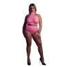 Ouch! Glow Ensemble Bustier et Culotte Filet Rose Fluo